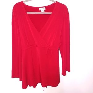 Motherhood Wrap Style Surplice Tunic Scarlet Red XL EUC